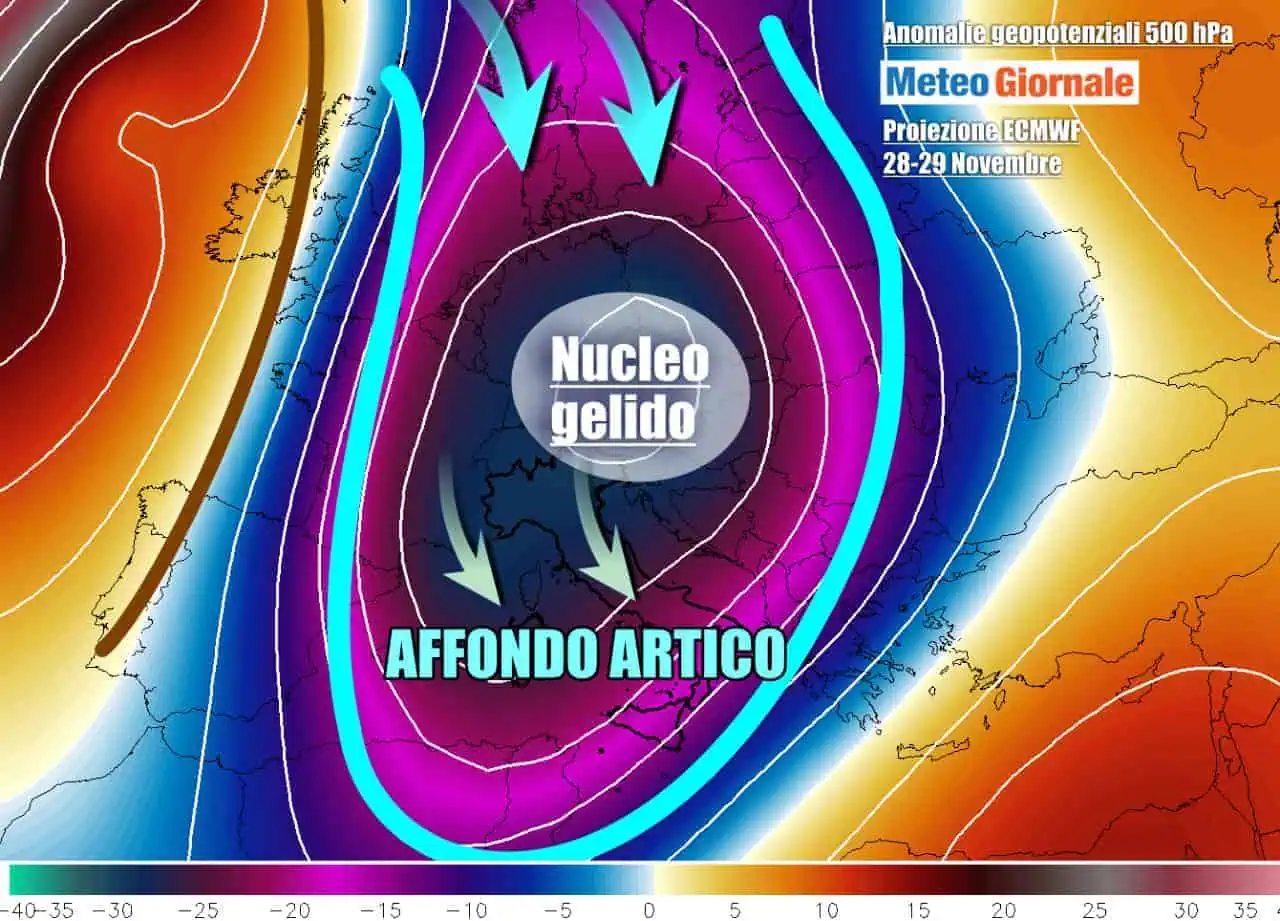 Italia colpita in pieno dall'affondo artico