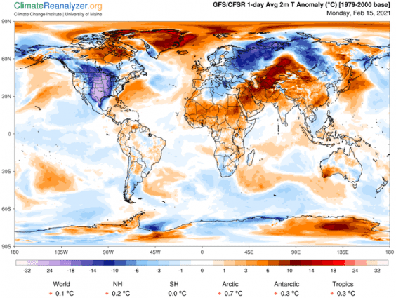 Improvvise ed estreme ondate di gelo nel Febbraio 2021. In alcune aree si ebbero eventi meteo record.
