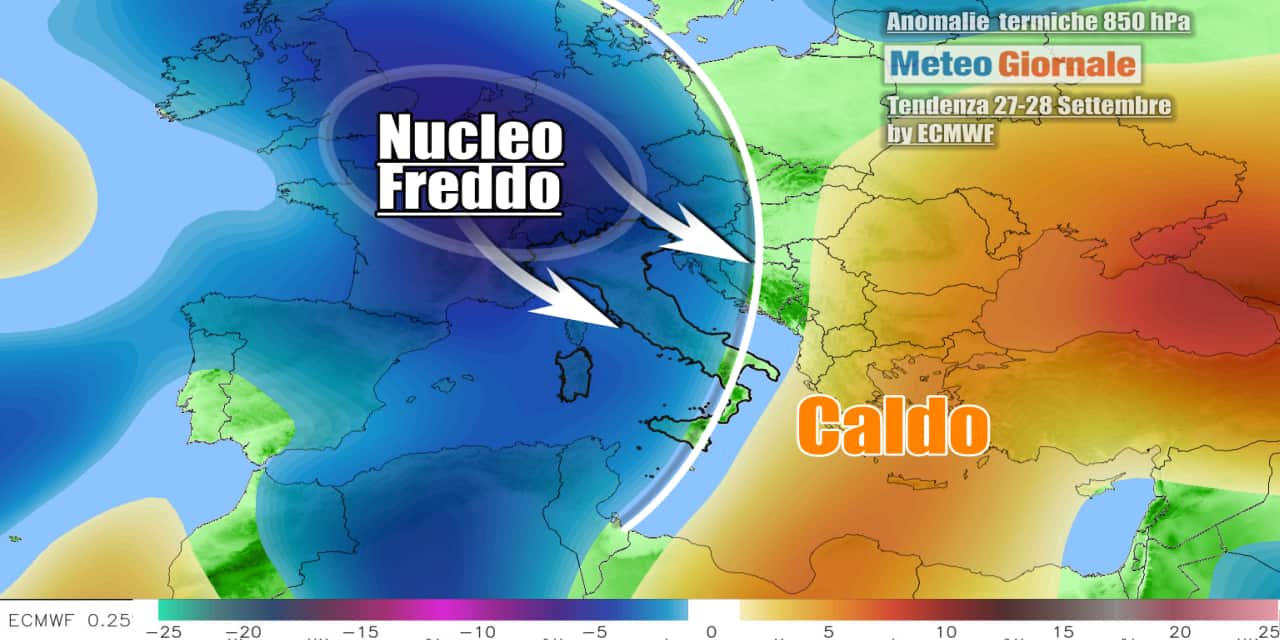 AQria fredda coinvolgerร in parte l'Italia