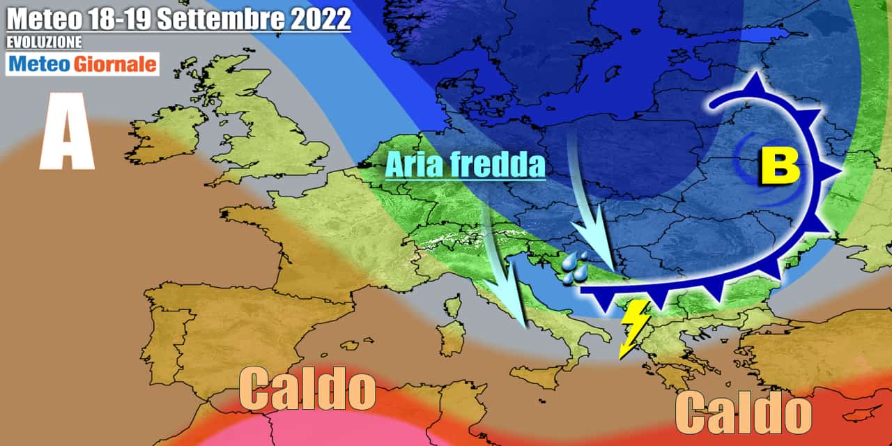 Italia sotto l'afflusso di correnti fredde settentrionali